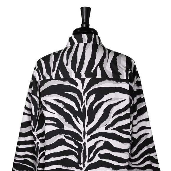 Express Women's Shirt Button Up Animal Print Stretch Oversized Boyfriend Top S - Picture 6 of 8